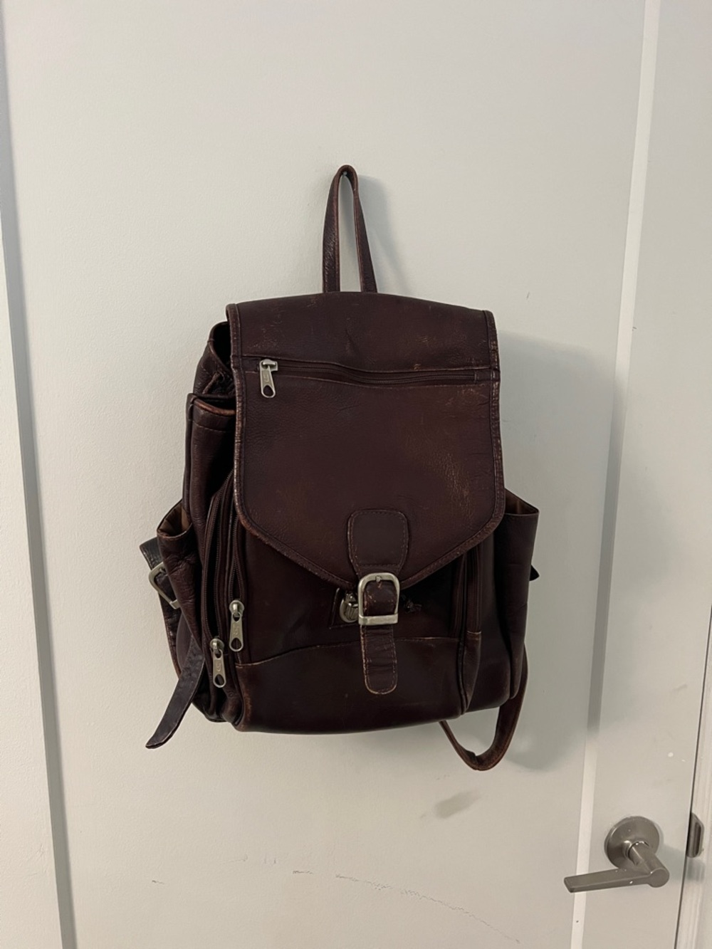Dark Brown Genuine Leather Backpack - Made in Columbia